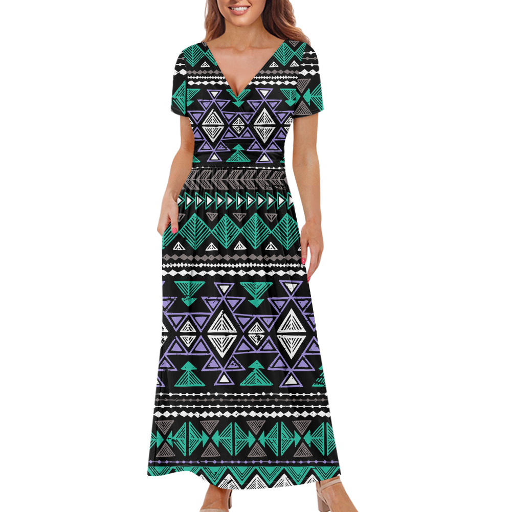 Powwow StoreGBNAT00578 Pattern Native Ladies Dress