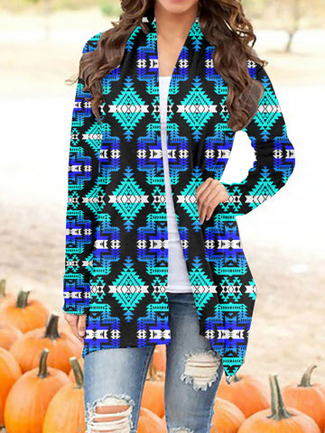GB-NAT00656-02 Tribe Design Native Women's Cardigan With Long Sleeve