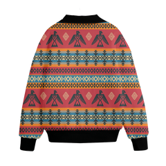 Powwow Storegb nat00029 pattern native american unisex knitted fleece lapel outwear