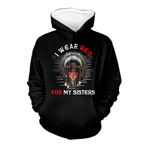 HD000626 I Wear Red For My Sisters Native American Stop MMIW Red Hand No More Stolen Sisters  2D Hoodie