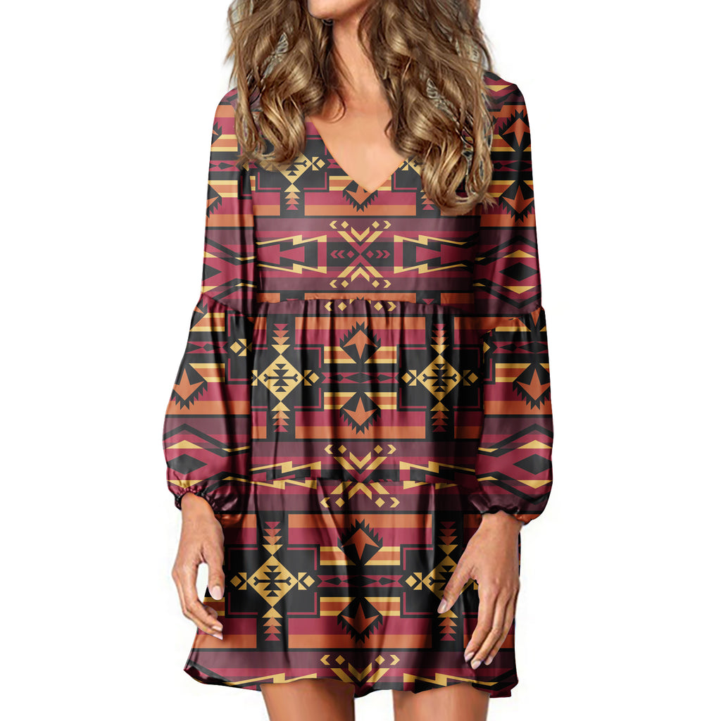 Powwow StoreSWD00018 Native Tribes Pattern Native American Swing Dress