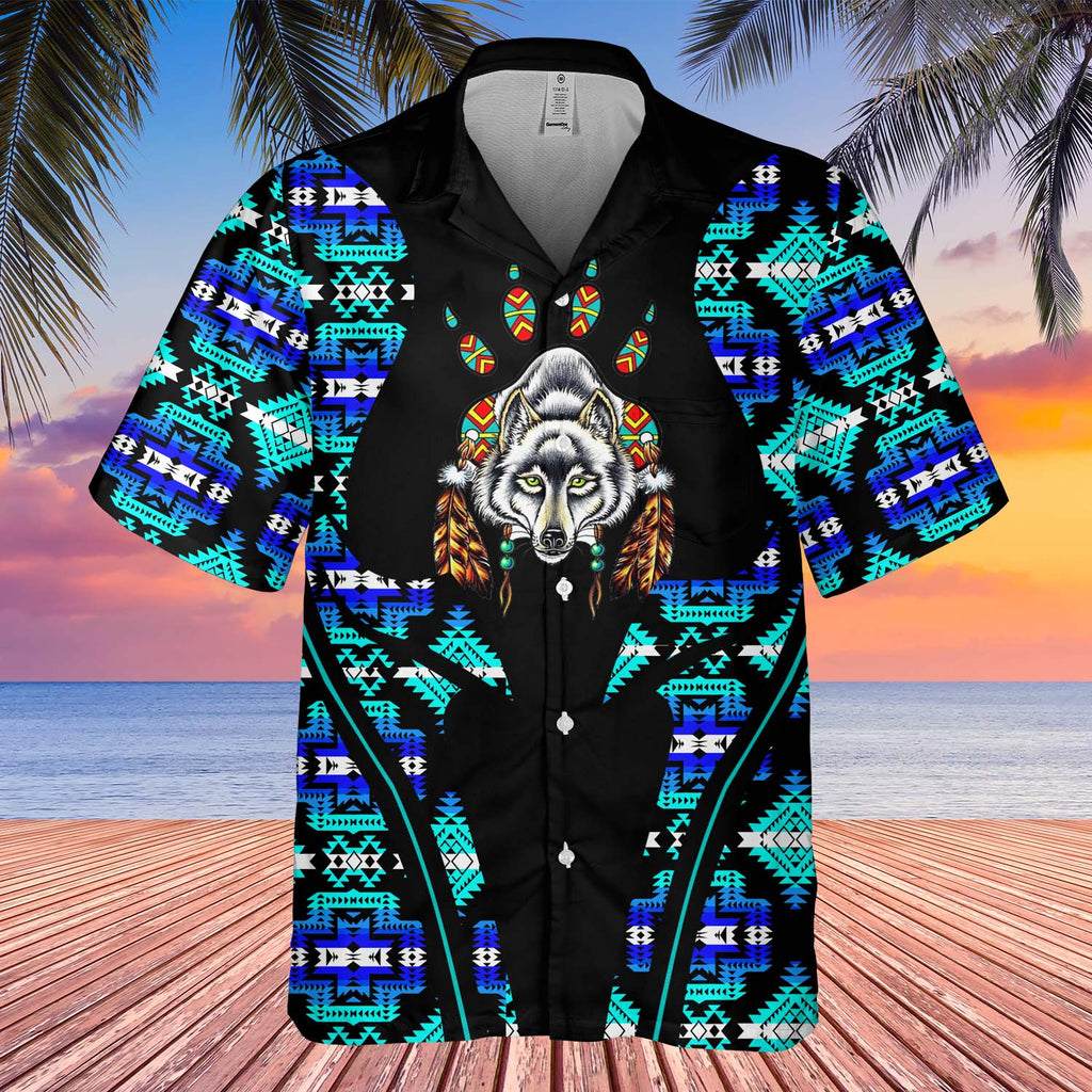 Powwow StoreGBHW000412  Tribe Design Native American Hawaiian Shirt 3D