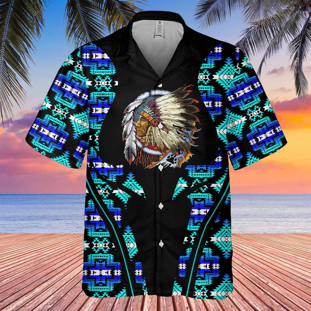 Powwow StoreGBHW000416  Tribe Design Native American Hawaiian Shirt 3D