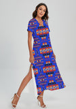 Powwow Storegb nat00046 06 pattern native v neck dress with side slit