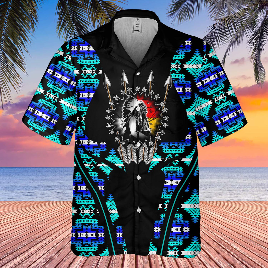 Powwow StoreGBHW000417  Tribe Design Native American Hawaiian Shirt 3D