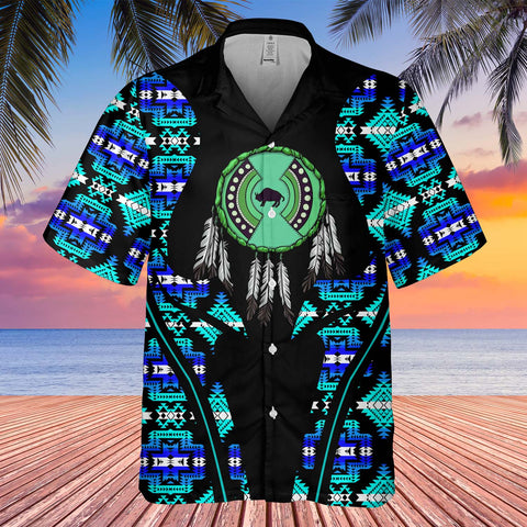 Powwow StoreGBHW000415  Tribe Design Native American Hawaiian Shirt 3D