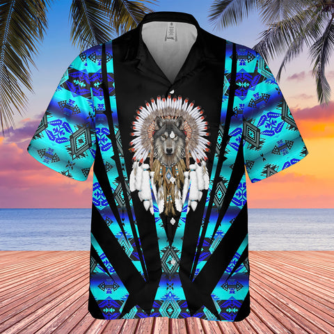 Powwow StoreGBHW000418  Tribe Design Native American Hawaiian Shirt 3D