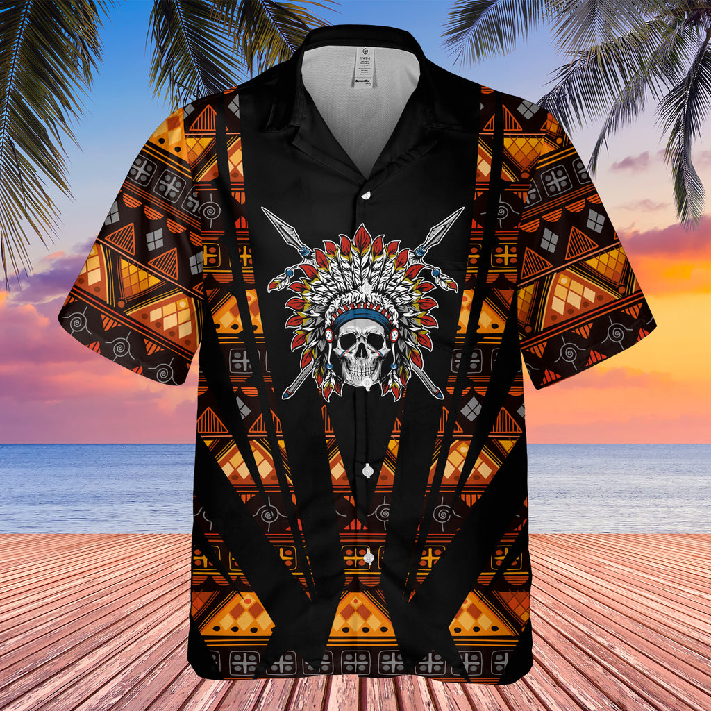 Powwow StoreGBHW000424  Tribe Design Native American Hawaiian Shirt 3D