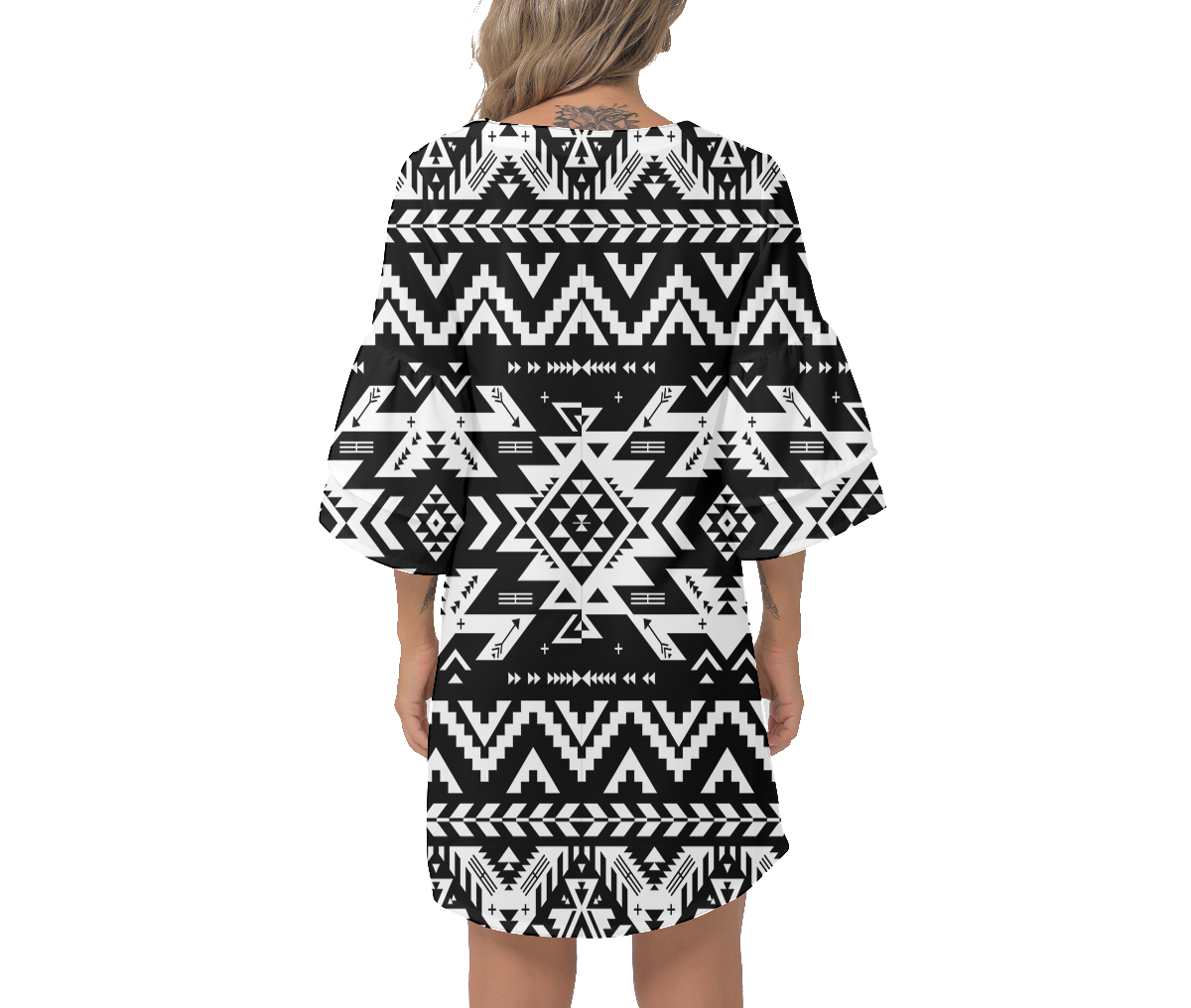 Powwow Storegb nat00441 native design print womens v neck dresss