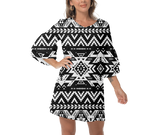 Powwow StoreGBNAT00441 Native  Design Print Women's VNeck Dresss