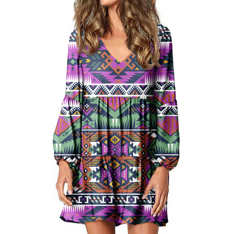 Powwow StoreSWD00020 Native Tribes Pattern Native American Swing Dress