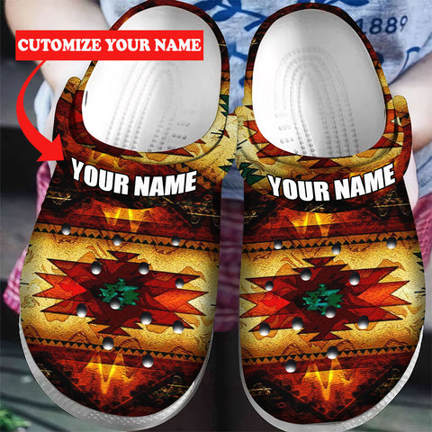 GB-NAT00068 United Tribes Brown Design Native Custom Name Crocs Clogs Shoes