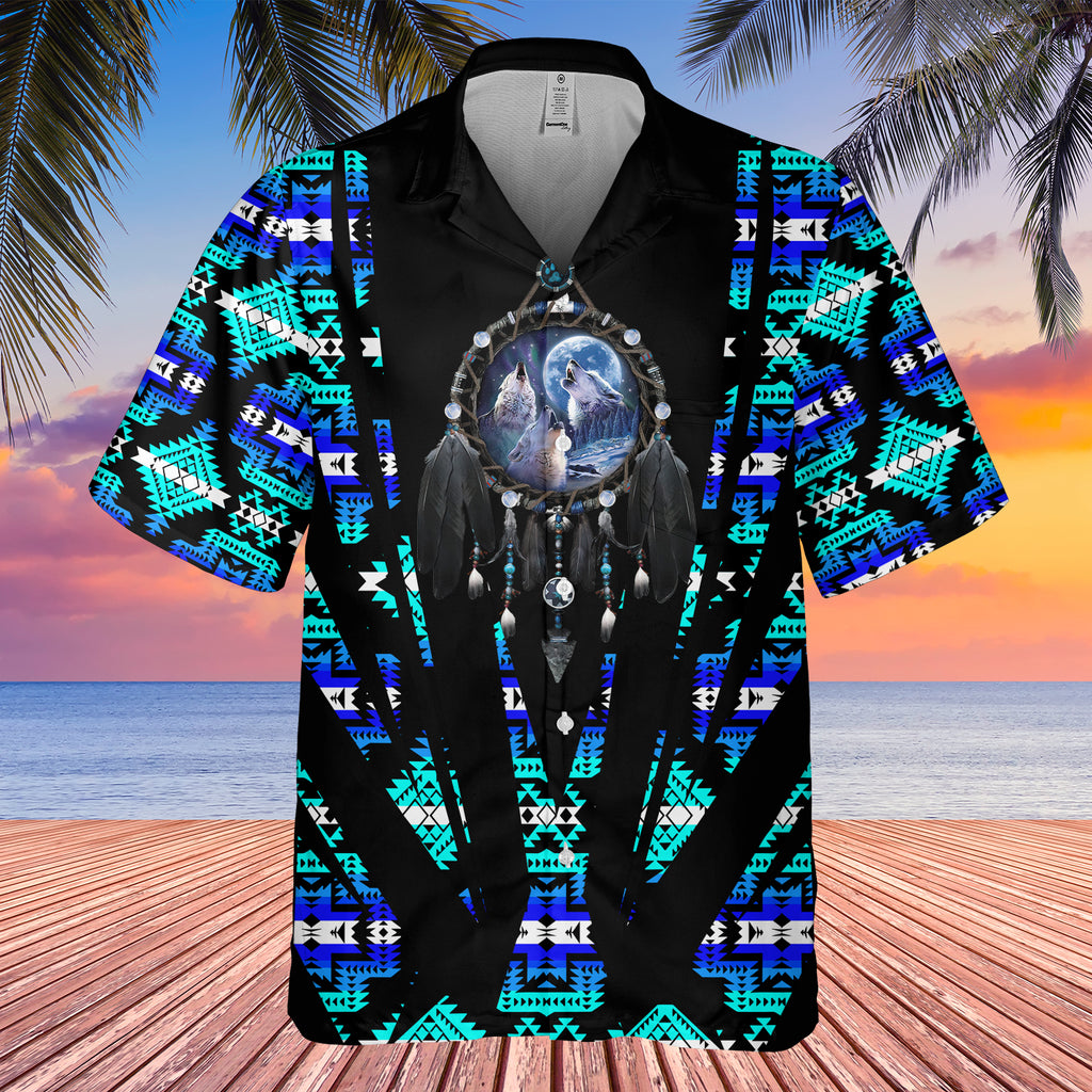 Powwow StoreGBHW000427  Tribe Design Native American Hawaiian Shirt 3D