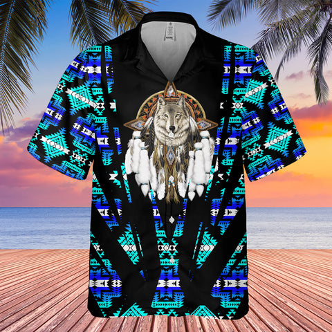 Powwow StoreGBHW000430  Tribe Design Native American Hawaiian Shirt 3D