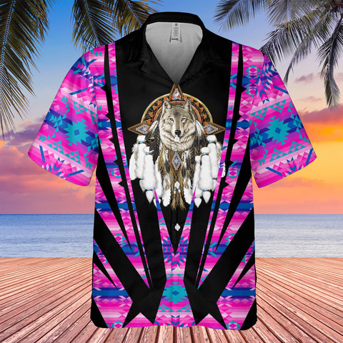 Powwow StoreGBHW000431  Tribe Design Native American Hawaiian Shirt 3D