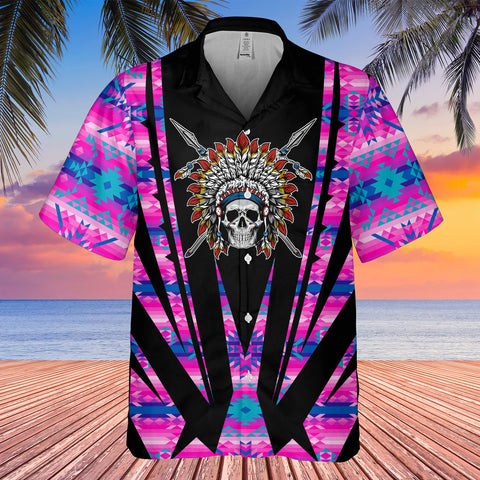 Powwow StoreGBHW000432  Tribe Design Native American Hawaiian Shirt 3D