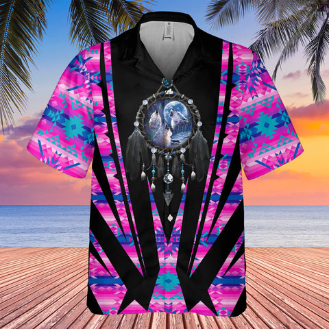 Powwow StoreGBHW000434  Tribe Design Native American Hawaiian Shirt 3D