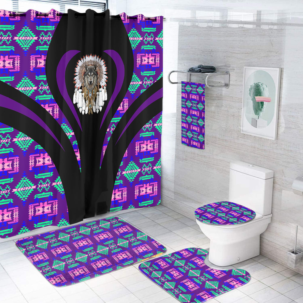 Powwow StoreBS000324 Pattern Native American Bathroom Set