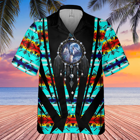 Powwow StoreGBHW000435  Tribe Design Native American Hawaiian Shirt 3D