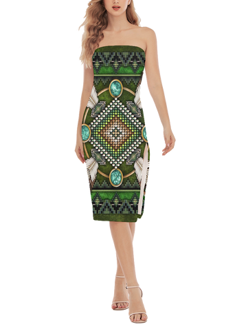 Powwow StoreGBNAT00023 Pattern Native Women's Side Split Tube Top Dress