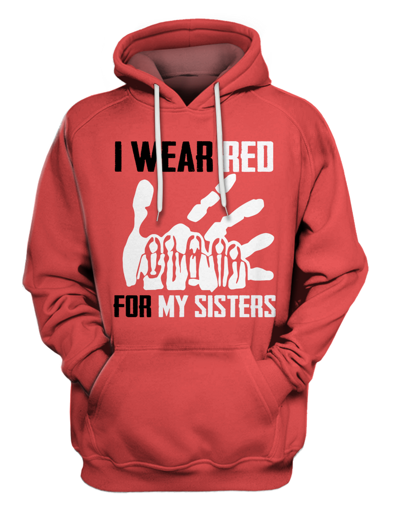 Powwow StoreHD000627 I Wear Red For My Sisters Native American Stop MMIW Red Hand No More Stolen Sisters  2D Hoodie