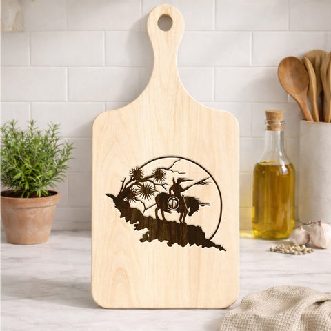 2HKKZB07M11 DC250113-M03 A Brave Warrior Native American Light-colored Cutting Board