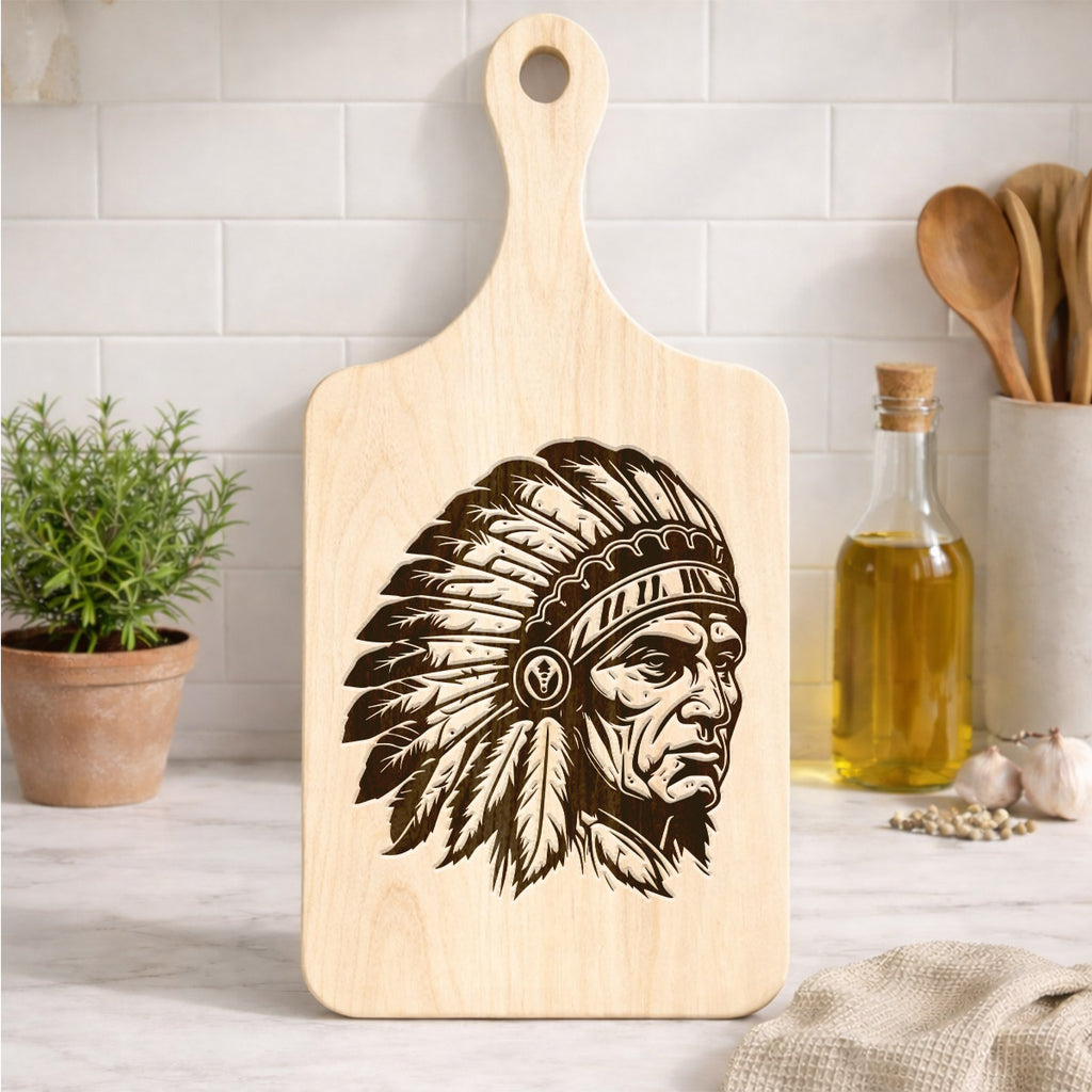 2HKKZB07M13 Chief v12 Native American Light-colored Cutting Board