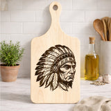 2HKKZB07M13 Chief v12 Native American Light-colored Cutting Board
