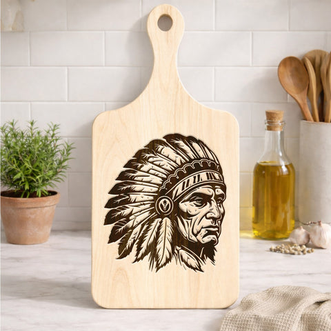 2HKKZB07M13 Chief v12 Native American Light-colored Cutting Board