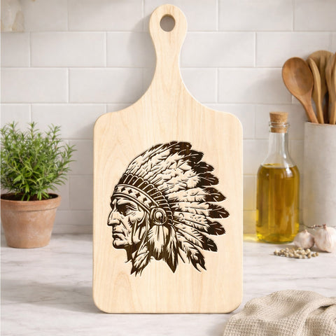 2HKKZB07M14 Chief v9 Native American Light-colored Cutting Board