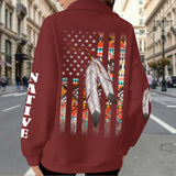 2WPHLL35-01 Native American Women Half-Zip Sweatshirt With Fleece