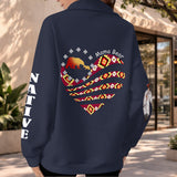 2WPHLL35-02 Native American Women Half-Zip Sweatshirt With Fleece