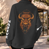 2WPHLL35-03 Native American Women Half-Zip Sweatshirt With Fleece