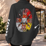 2WPHLL35-04 Native American Women Half-Zip Sweatshirt With Fleece