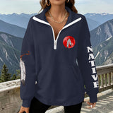 2WPHLL35-05 Native American Women Half-Zip Sweatshirt With Fleece