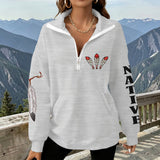 2WPHLL35-06 Native American Women Half-Zip Sweatshirt With Fleece