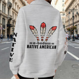 2WPHLL35-06 Native American Women Half-Zip Sweatshirt With Fleece