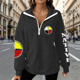 2WPHLL35-08 Native American Women Half-Zip Sweatshirt With Fleece
