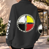 2WPHLL35-08 Native American Women Half-Zip Sweatshirt With Fleece