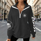 2WPHLL35-09 Native American Women Half-Zip Sweatshirt With Fleece