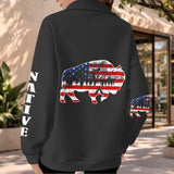 2WPHLL35-10 Native American Women Half-Zip Sweatshirt With Fleece
