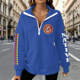 2WPHLL35-11 Native American Women Half-Zip Sweatshirt With Fleece