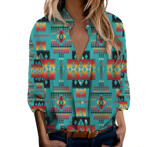 Powwow StoreGBNAT0004601 Tribe Design Native Women's LongSleeved Shirts