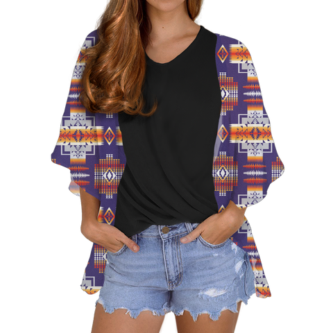 GB-NAT0004 Tribe Design Native Women's Cardigan Chiffon Shirt