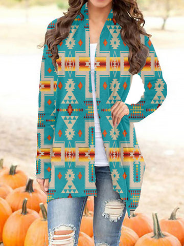 GB-NAT00062-05 Tribe Design Native Women's Cardigan With Long Sleeve