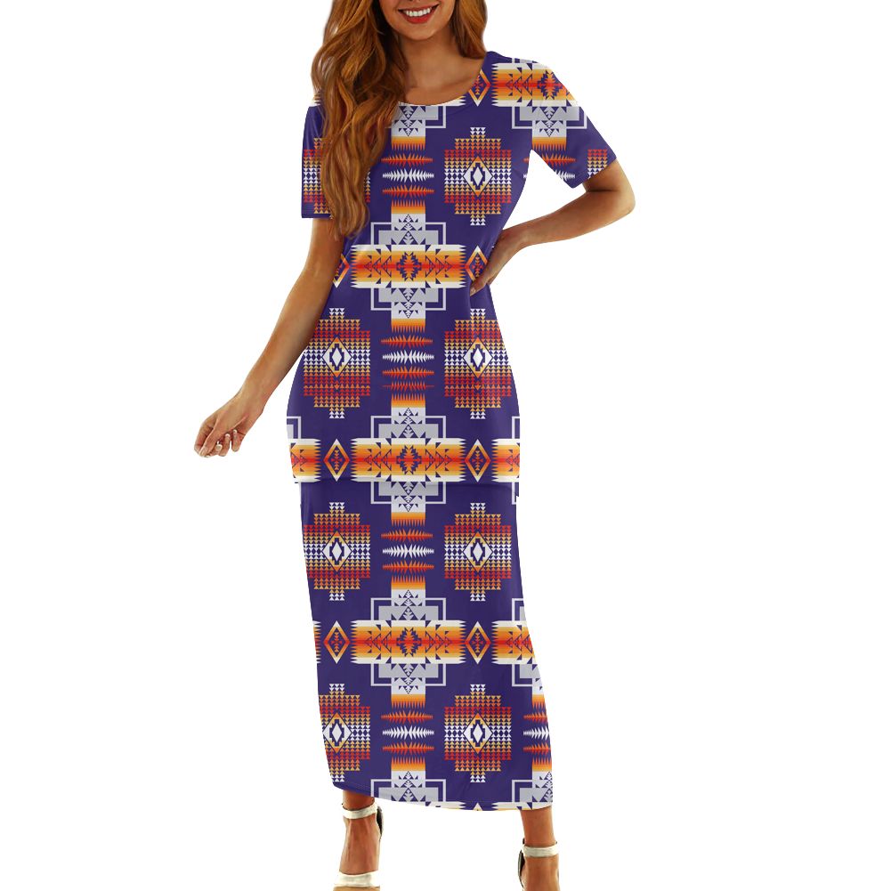 Powwow StoreGBNAT000401  Pattern Native Guinea Style Maxi Dress Set