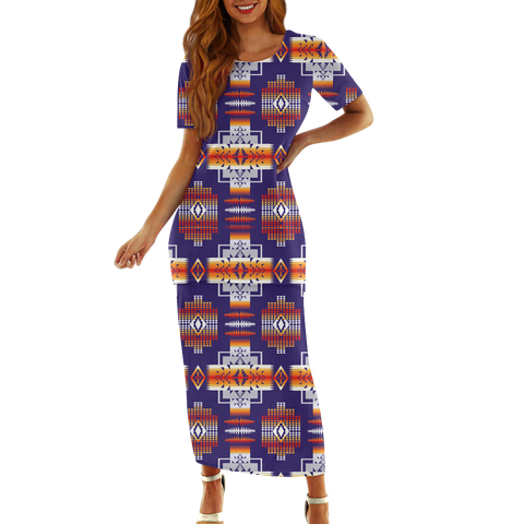 Powwow StoreGBNAT000401  Pattern Native Guinea Style Maxi Dress Set