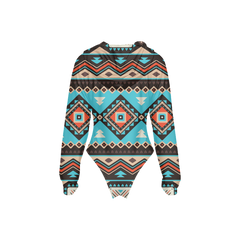 GB-NAT00319 Tribes Pattern Women's Raglan Sleeve Hooded Bodysuit
