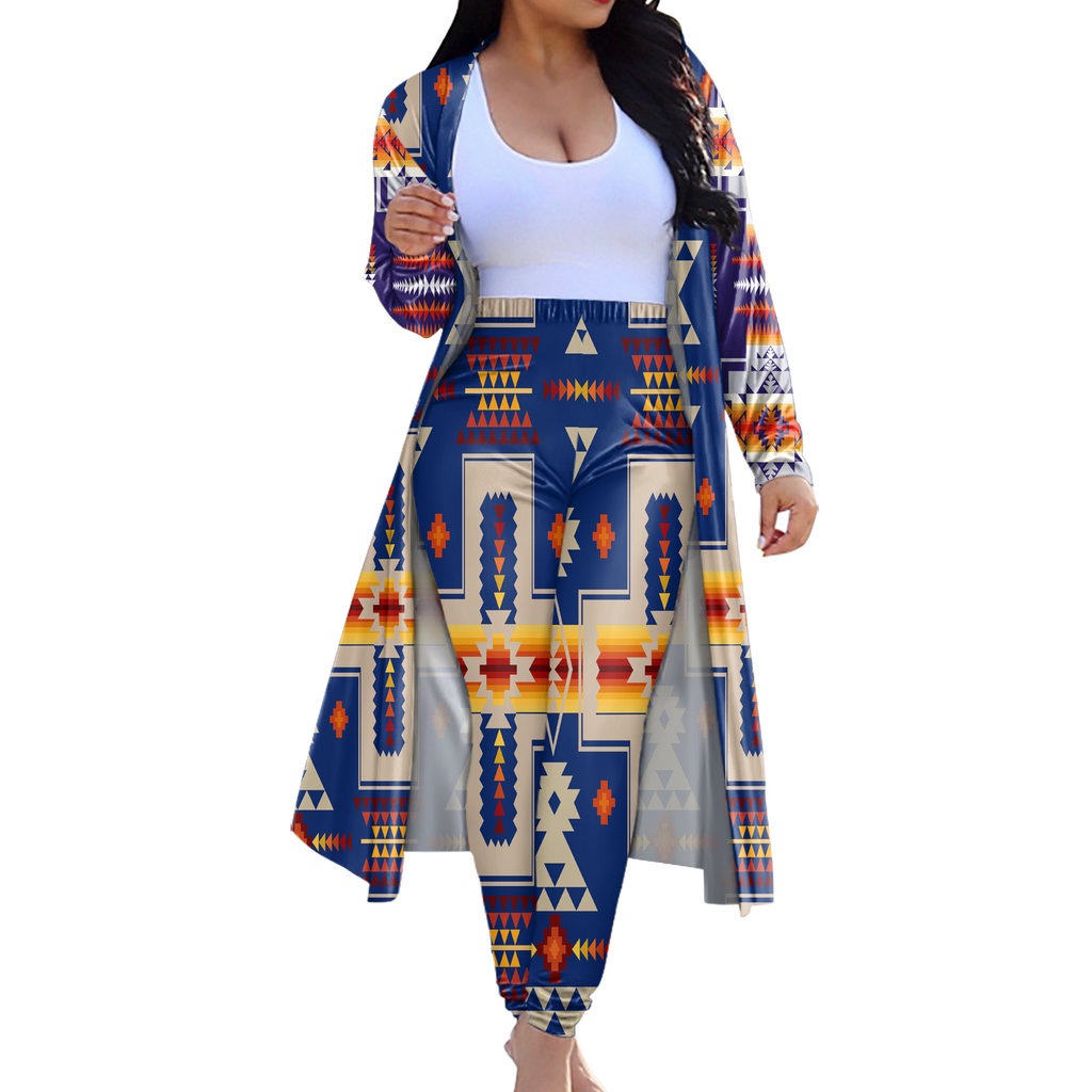 Powwow StoreGBNAT0006204 Tribe Design Native American Cardigan Coat Long Pant Set