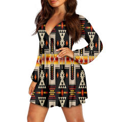Powwow StoreGBNAT0006201  Pattern Native American Women's Vneck dress
